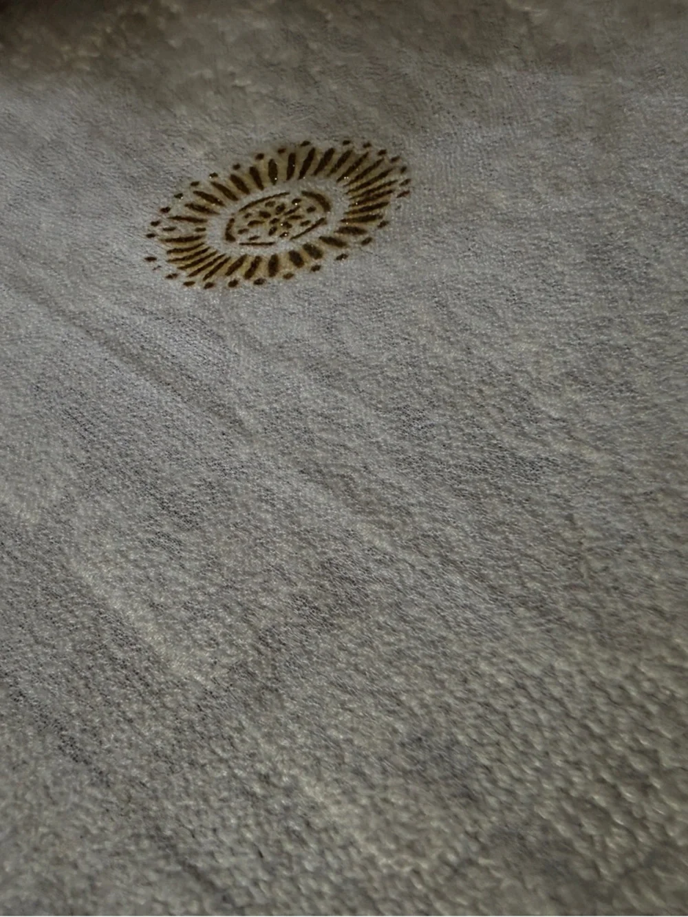 Sheer Embroidered Sunburst Panel white beaded 40x72” vintage India decor